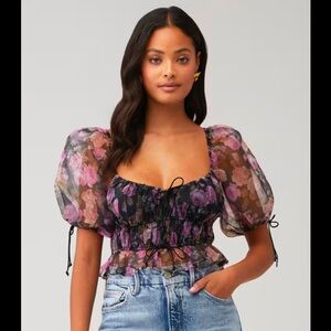 NWOT FOR LOVE & LEMONS SUNSHINE CROP TOP Floral Puff Sleeve Top $159